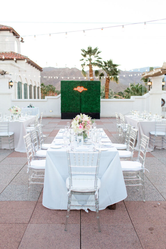 Reception set up at the Omni Rancho Las Palmas